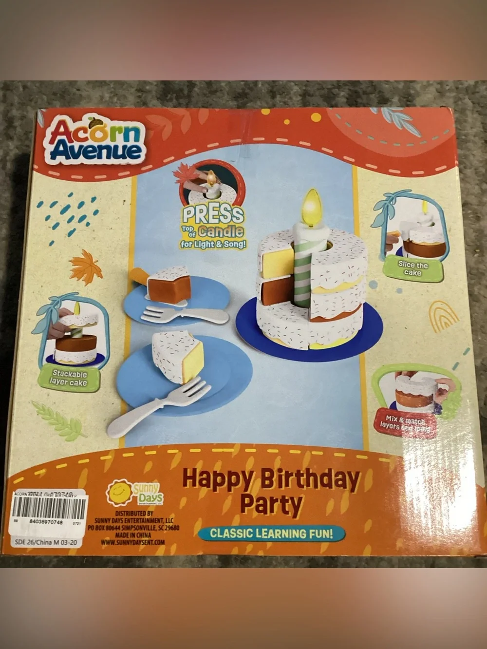 Pretend Birthday Cake Party Play Accessories Set 19 pc. toy cake plates utensils